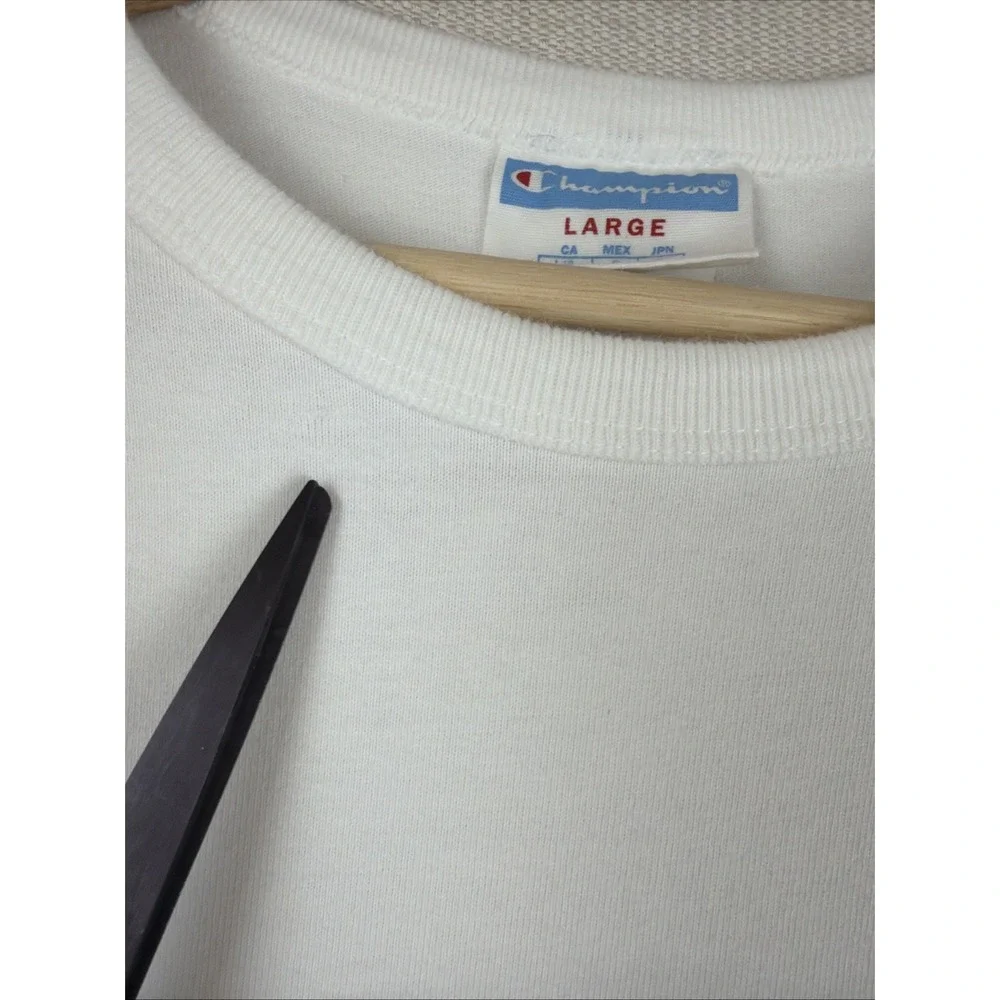 Champion T-Shirt Men's Short Sleeve Spell Out Wrap Around Size L Logo Athletic - Picture 7 of 12
